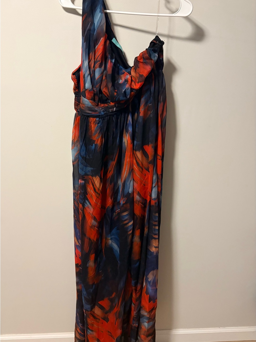 One-Shoulder Maxi Dress in Navy and Red